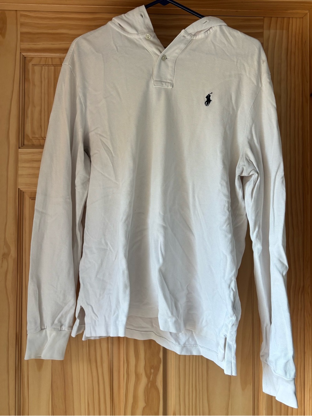 Polo by Ralph Lauren White Long Sleeve Hooded Rugby Polo